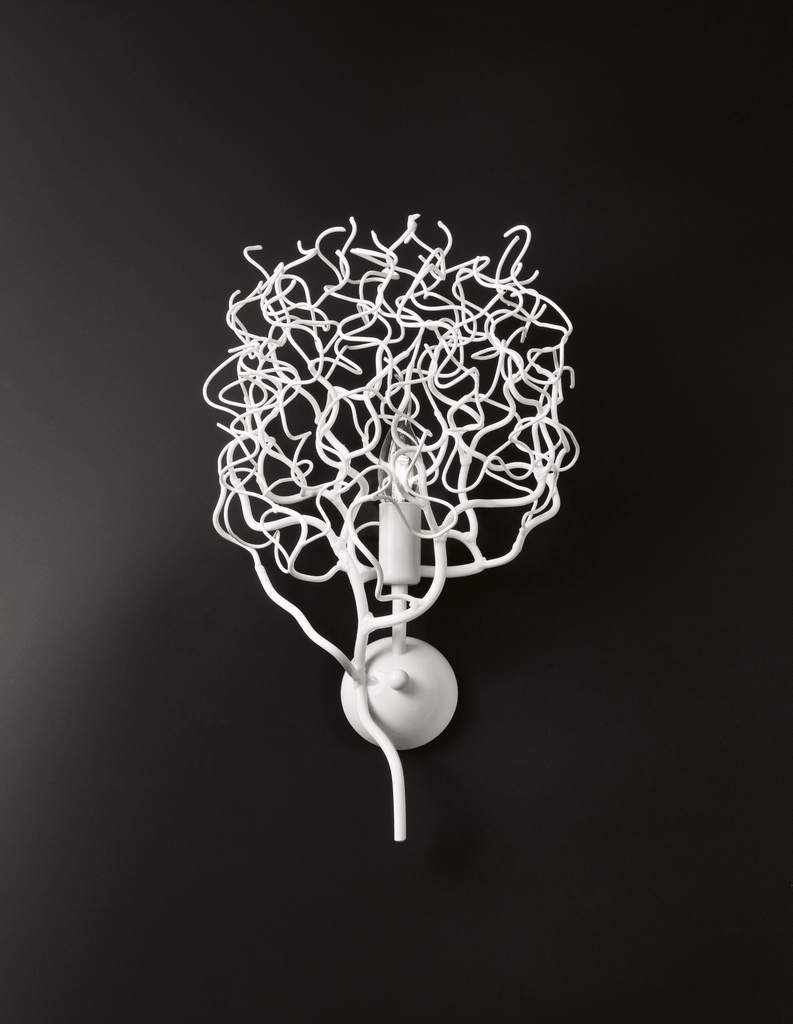 White branch-like Hollywood Wall Lamp with exposed bulb for stylish wall lighting