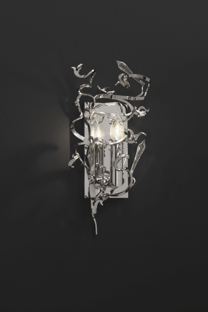 Icy Lady Wall Lamp with modern silver-toned abstract sculptural design