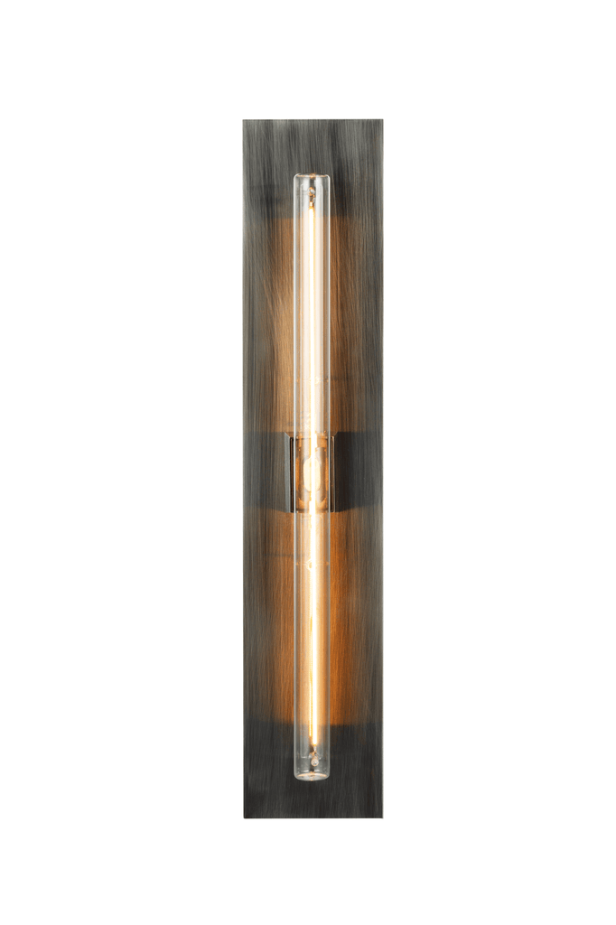 Linea Wall Lamp featuring a cylindrical wall sconce with smoked glass shade and exposed tubular bulb