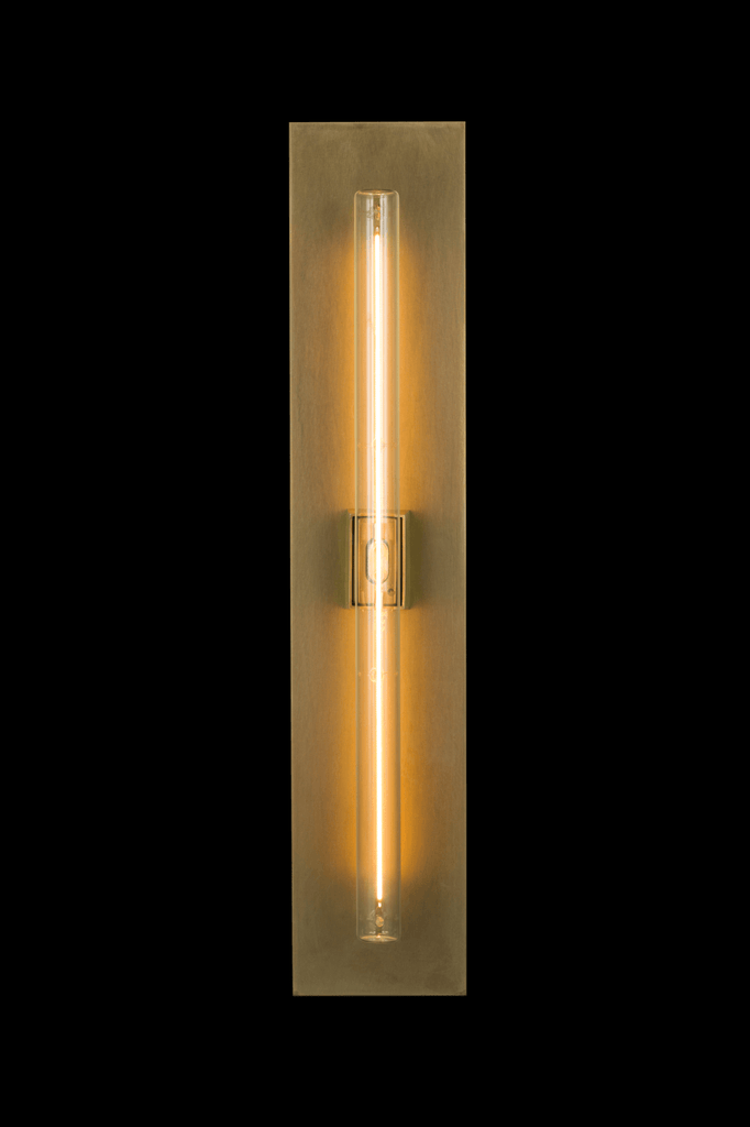 Brass-colored Linea Wall Lamp with glowing tubular light source wall sconce