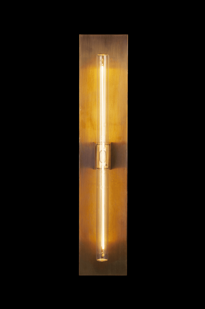 Linea Wall Lamp brass wall sconce with exposed tubular light bulb for stylish lighting