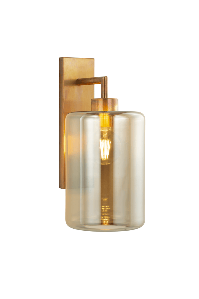 Louise Wall Lamp modern brass wall sconce with cylindrical amber glass shade