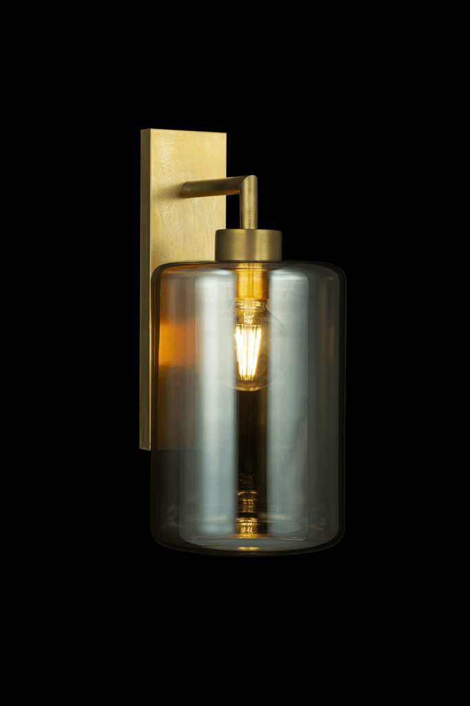 Louise Wall Lamp brass wall sconce with smoked glass shade and exposed filament bulb