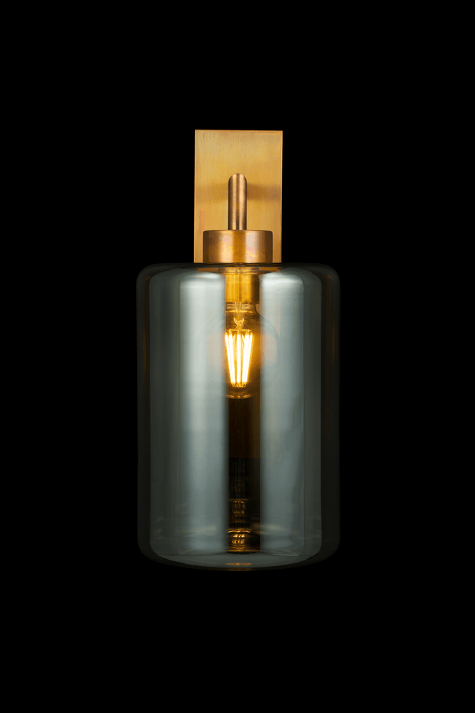 Louise Wall Lamp with smoked glass shade, filament bulb, brass and copper base
