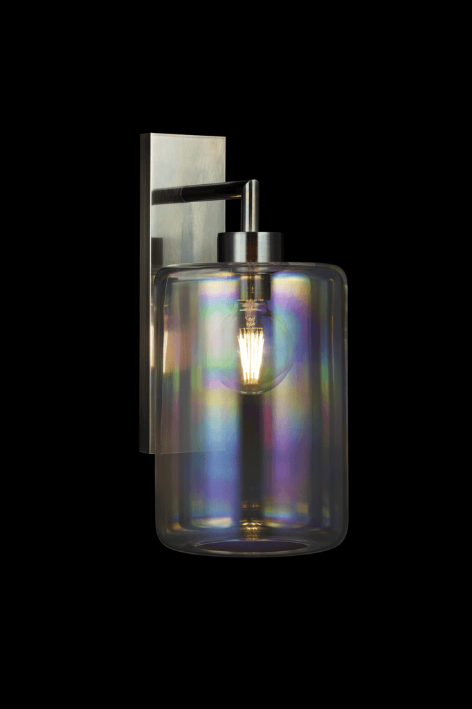 Louise Wall Lamp with polished chrome base and iridescent glass shade wall lamp