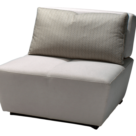 Lucca Chair light gray upholstered armless accent chair with herringbone throw pillow
