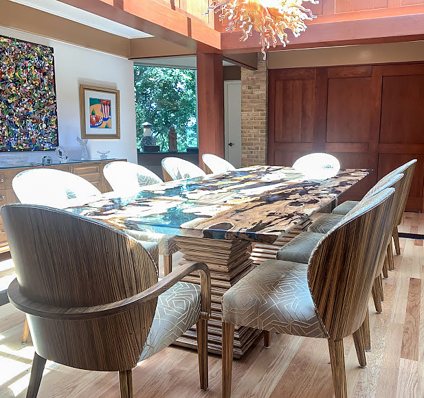Makhaon Olive Wood Dining Table Resin Top – ARDITI COLLECTION