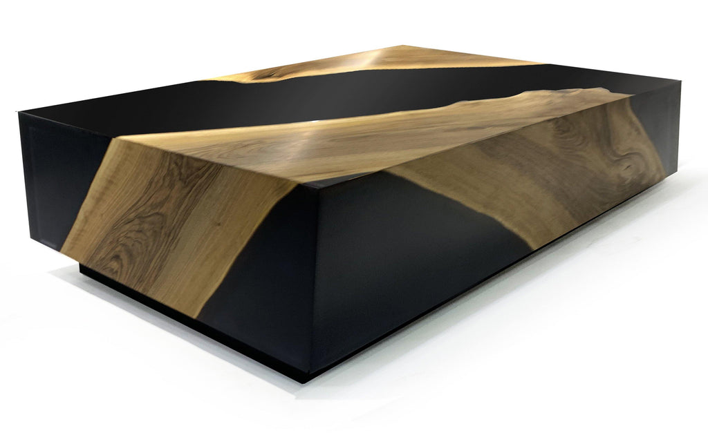 Monoblock Table Rectangular Black Monoblock Walnut Wood River Coffee Table – ARDITI COLLECTION