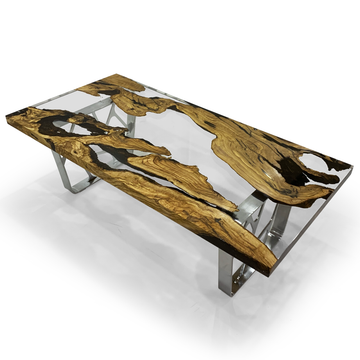 Ombrone Olive Wood Coffee Table, olive wood coffee table, resin coffee table, modern coffee table, contemporary coffee table, coffee table with resin river, coffee table with natural wood