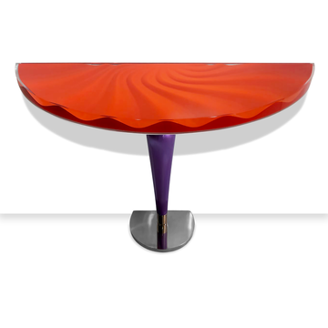 orange ballerina console, console table, accent table, resin console table, wavy console table, orange console table