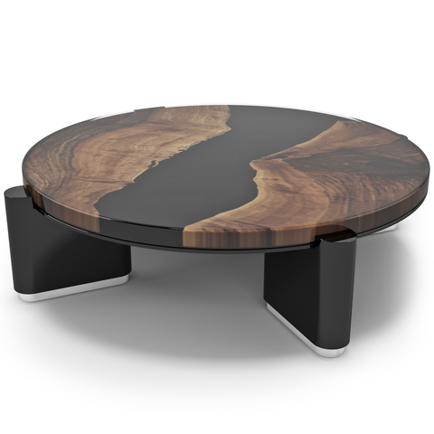 Piave Walnut Wood Black Coffee Table
