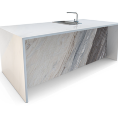 Colorado Classico Marble Waterfall Kitchen Island