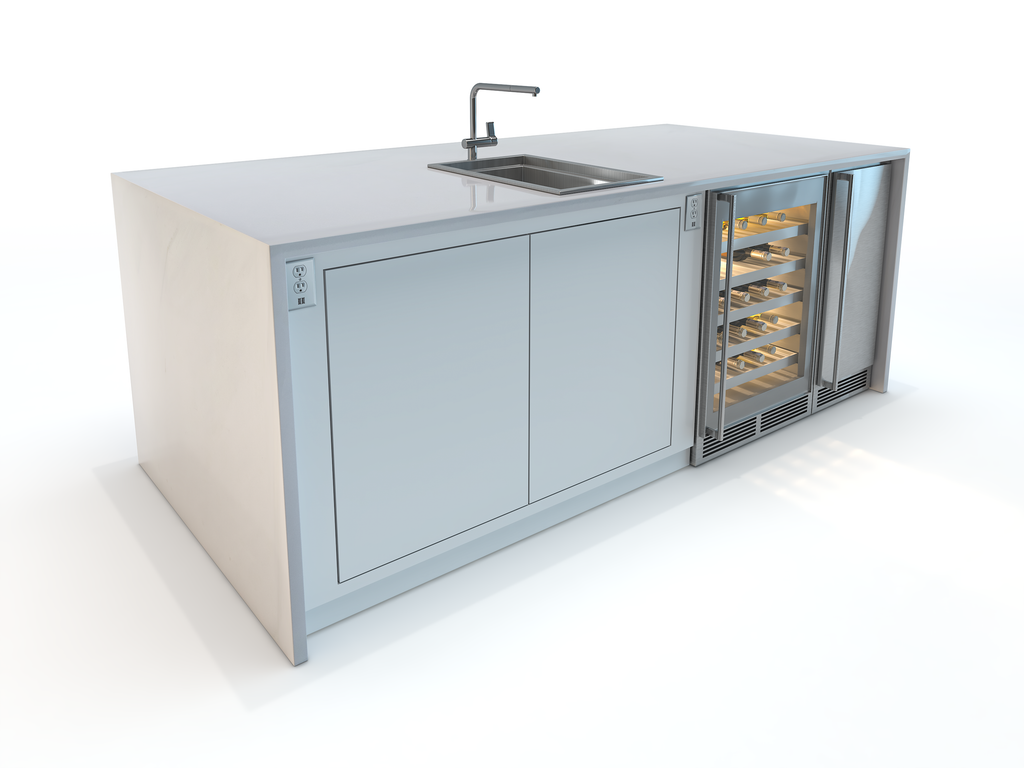 River Sky Porcelain Waterfall Kitchen Island - ARDITI COLLECTION®