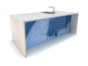 Ice Blue Porcelain Waterfall Kitchen Island - ARDITI COLLECTION®