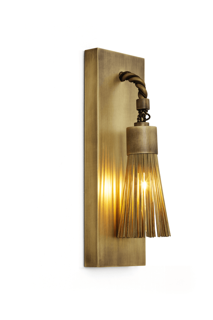 Brass Sultans Of Swing Wall Lamp with tassel-like shade, perfect swing wall lamp decor