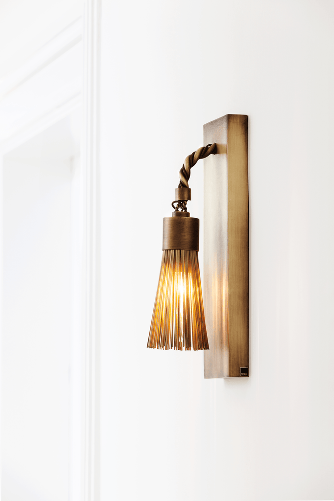 Antique brass swing wall lamp with textured fluted glass shade for Sultans Of Swing Wall Lamp