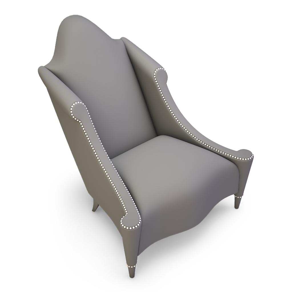 Elegant gray upholstered Venton Lounge Chair with decorative nailhead trim