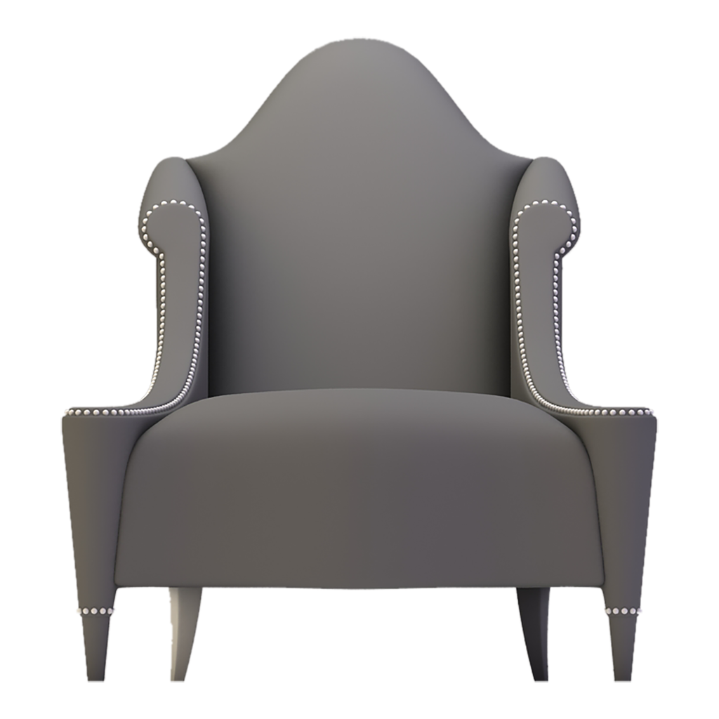 Gray upholstered Venton Lounge Chair with silver nailhead trim for stylish comfort
