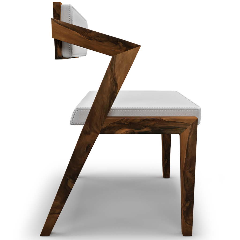 Vernazza Dining Chair with modern wood design and white upholstered seat
