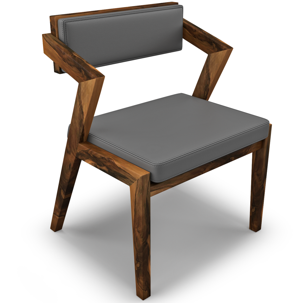 Vernazza Dining Chair with modern wooden frame and grey upholstered backrest
