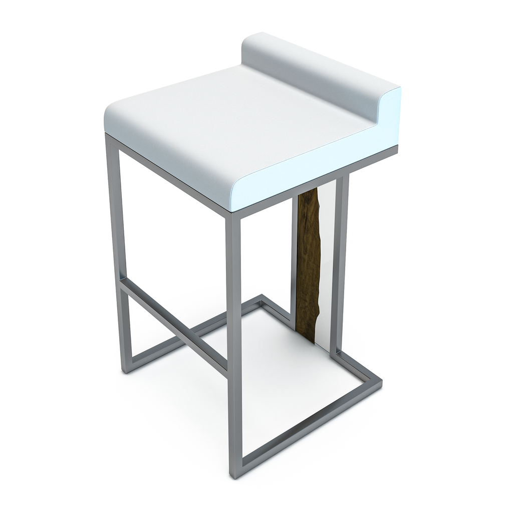 Modern white Verona Counter Bar Stool with metal frame and wooden accent for counter height seating