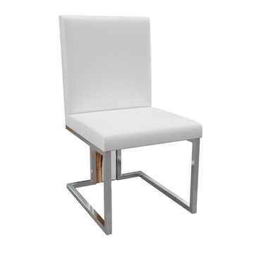 verona dining chair, leather upholstery, stainless steel base, walnut wood & resin backrest, luxury dining chair, modern dining chair, contemporary dining chair