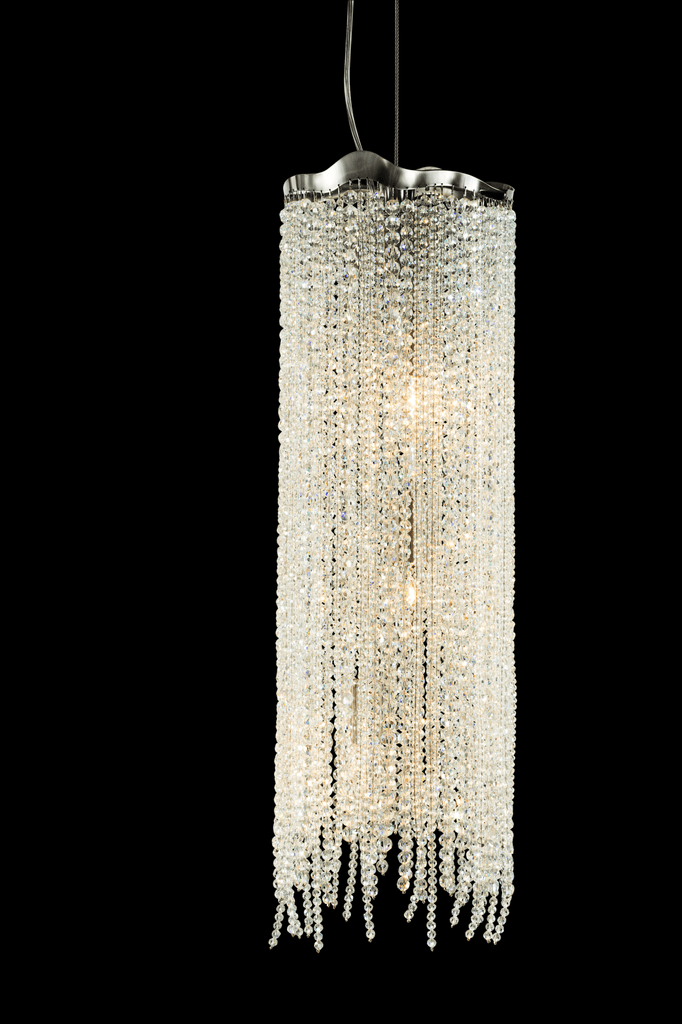 Victoria Hanging Lamp with cylindrical design and sparkling crystal strands for elegant lighting