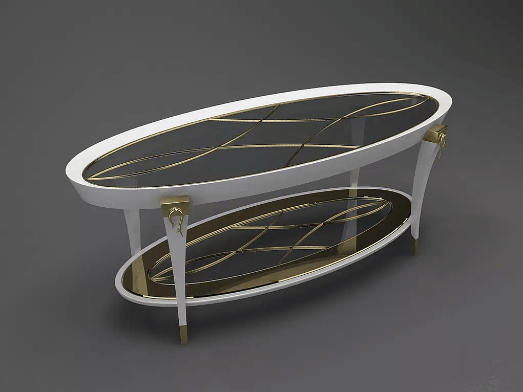 Vlm Cocktail Table white oval coffee table with glass top and gold accents