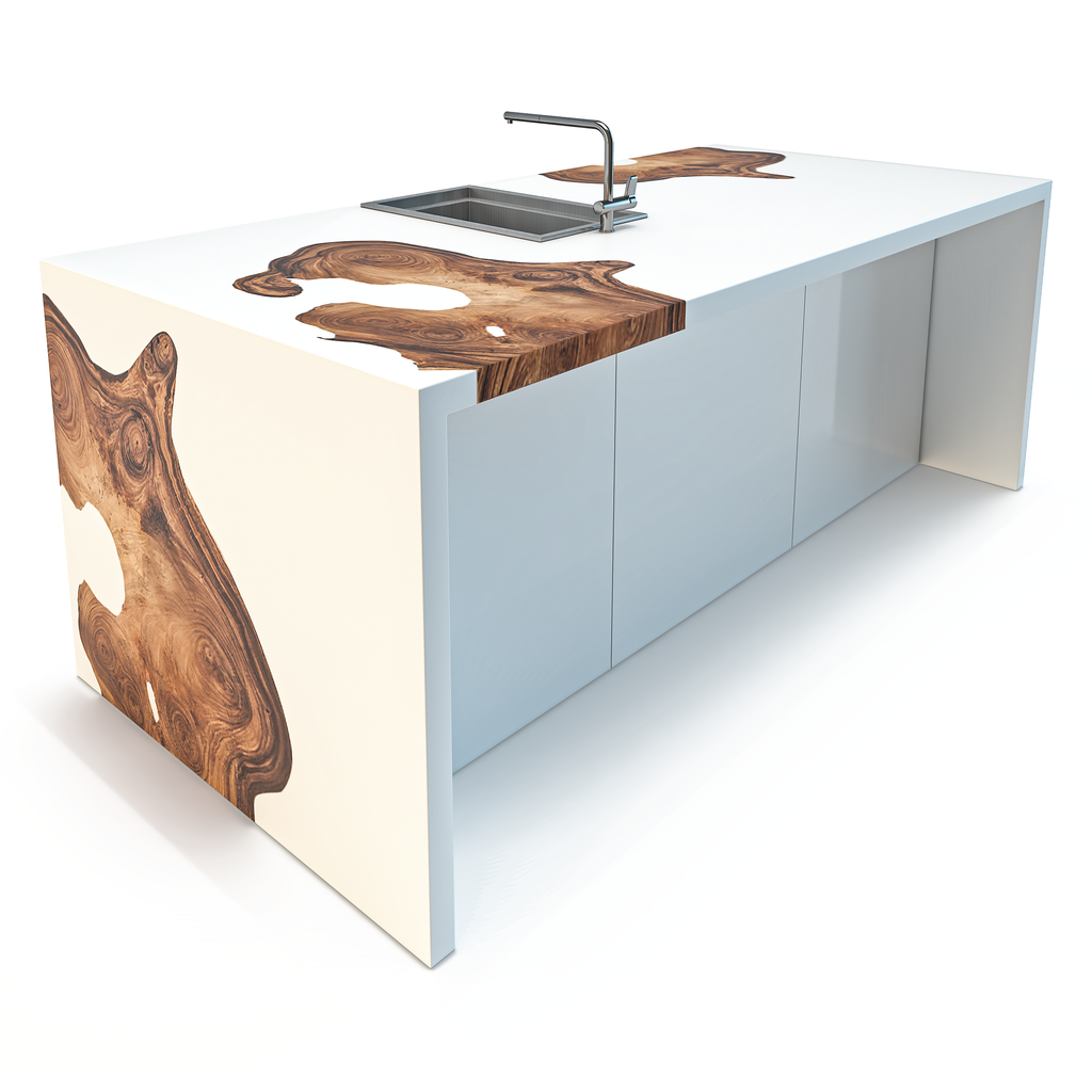 Wood & Resin Waterfall Kitchen Island - ARDITI COLLECTION®