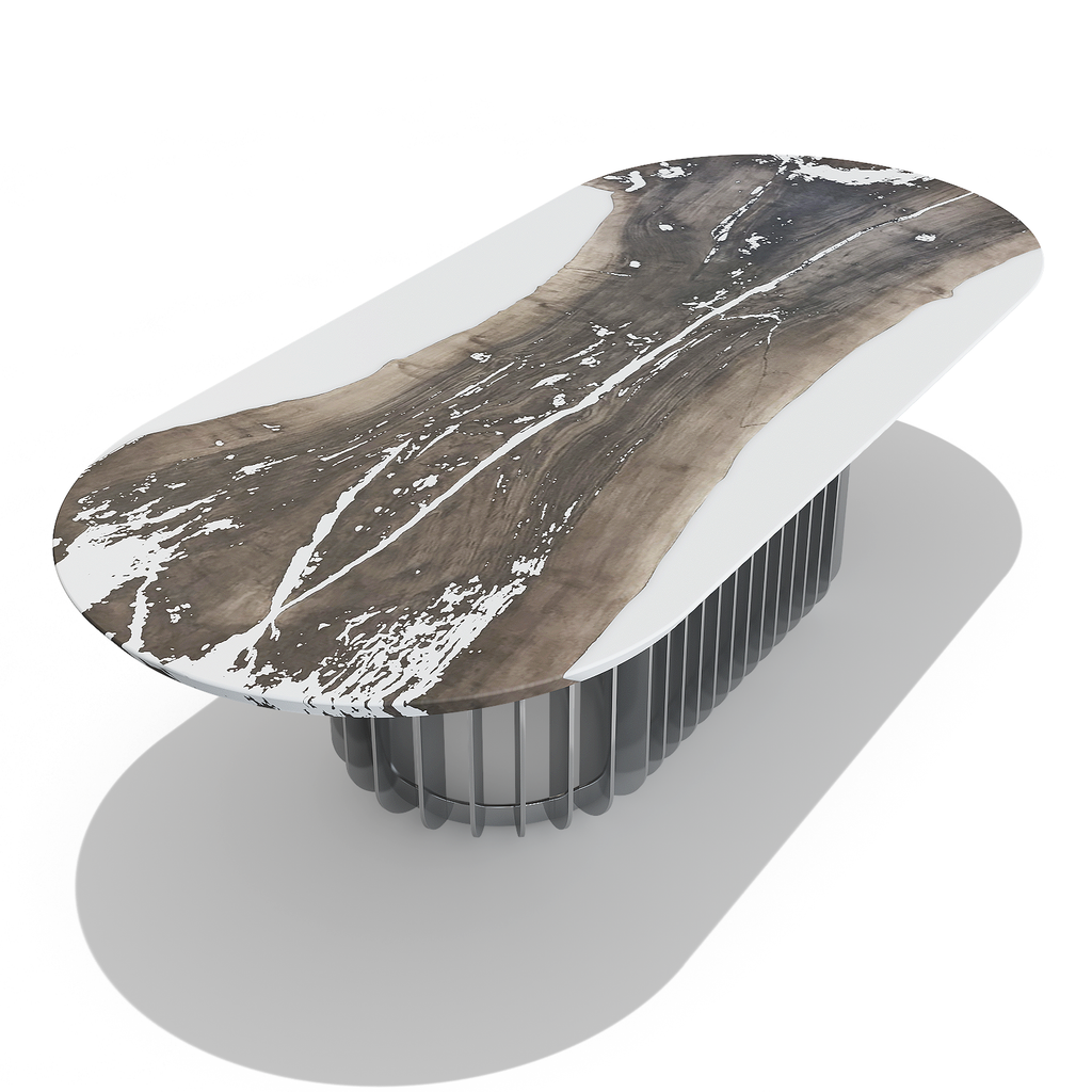 White Mysteria Bleached Walnut Wood Dining Table - ARDITI COLLECTION®
