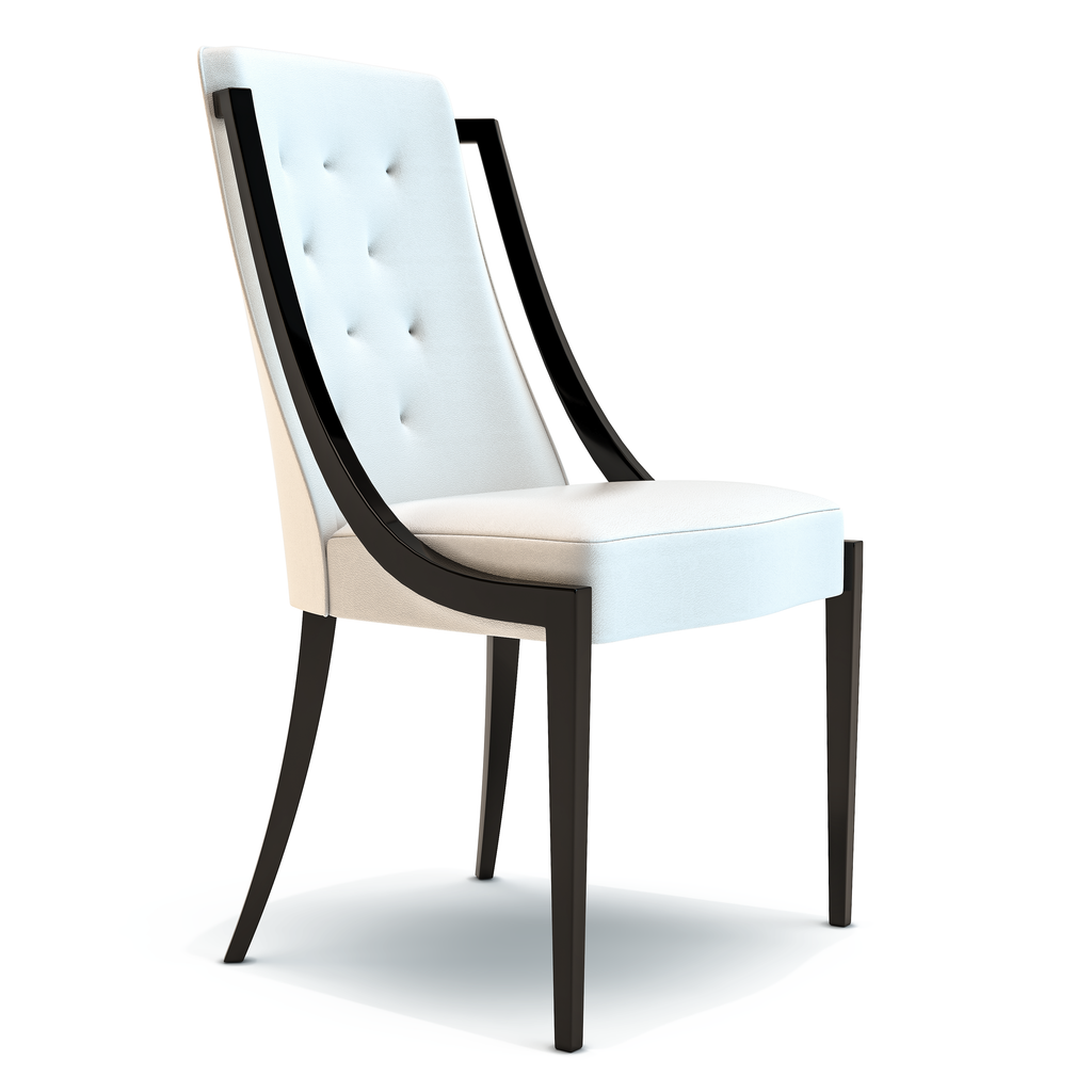 white volari dining chair, dining chair, modern dining chair, white dining chair, black lacquered dining chair, walnut wood dining chair, leather dining chair, comfortable dining chair