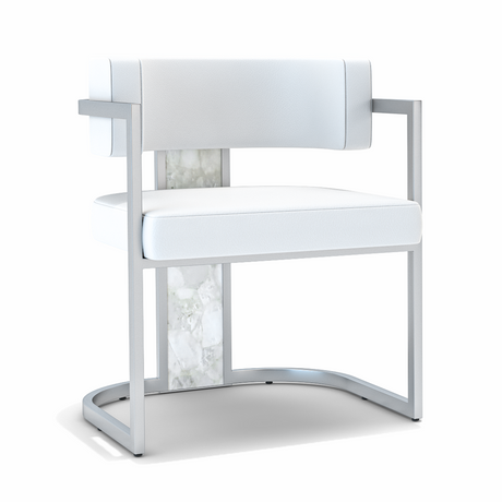 White Matera Dining Chair With Stone Back