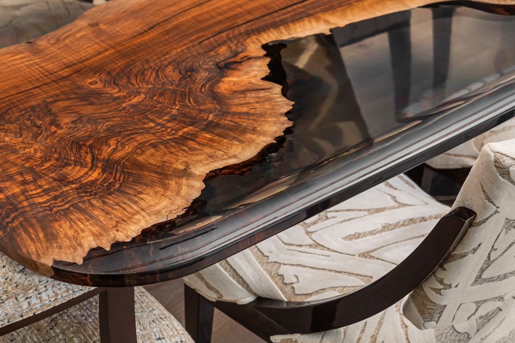 Architectural Lacquers & Casting Resins — Contoured Timber and Optical Casting Resin Surface Detail